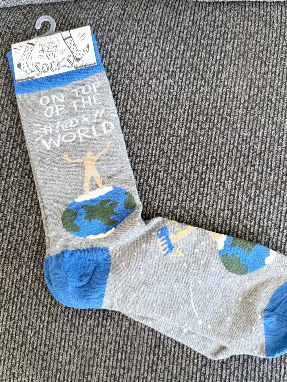 Primitives by Kathy Grey & Blue 'On Top of the World' Novelty Crew Socks